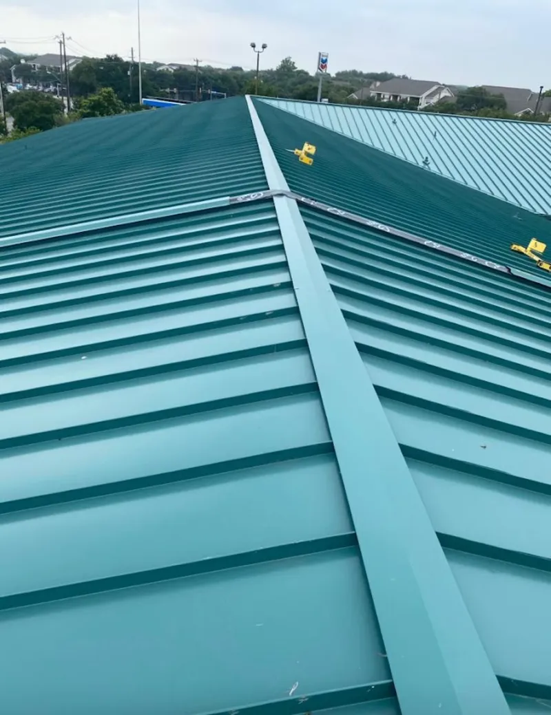 Green commercial metal roof ridge and valley for Metal Roof Repair in Hawthorne
